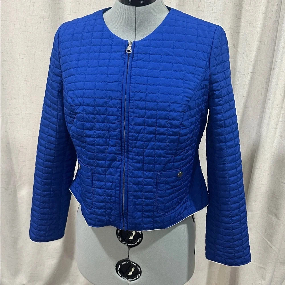 Chico's Vibrant Blue Quilted Puffer Jacket size 1 medium